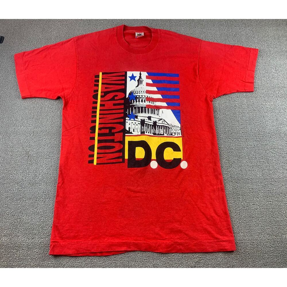 Vintage 90s Men's Large Washington DC Capitol Hill Single-Stitch‎ Red Shirt